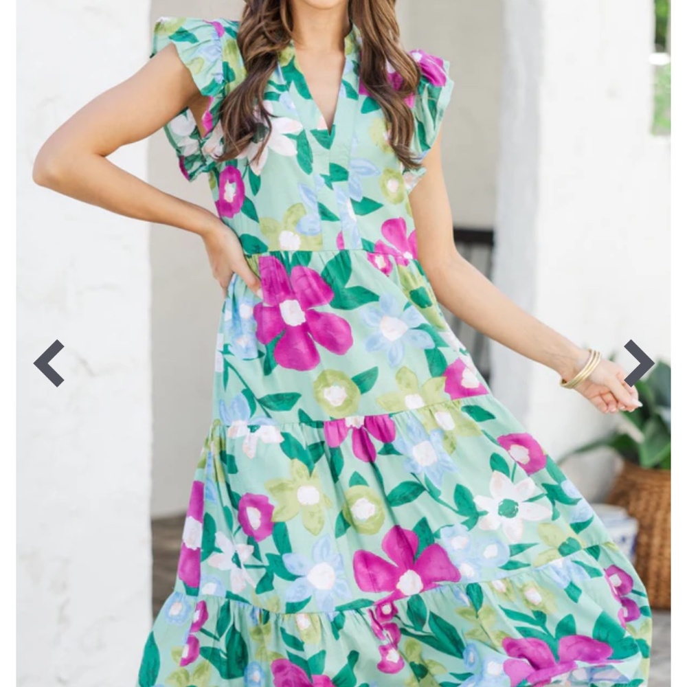 Shop the mint Created Beauty Sage Green Floral Midi Dress